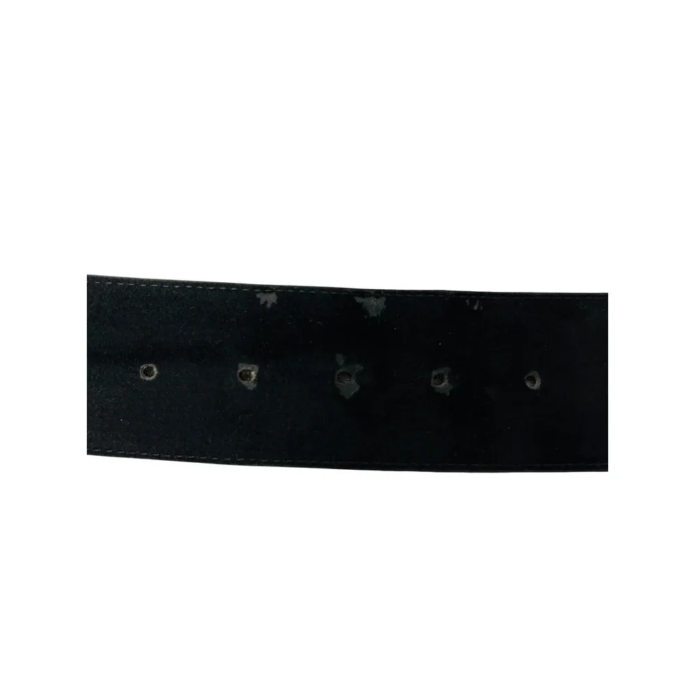 Echo Leather Belt Womens L Black Gold Buckle Classic Italy Vintage Style Chic